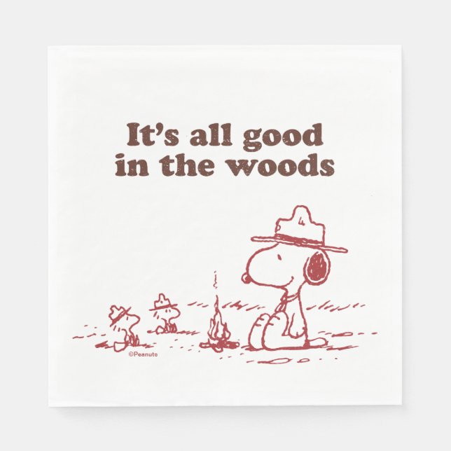 Snoopy | Beagle Scout - All Good in the Woods Napkins (Front)