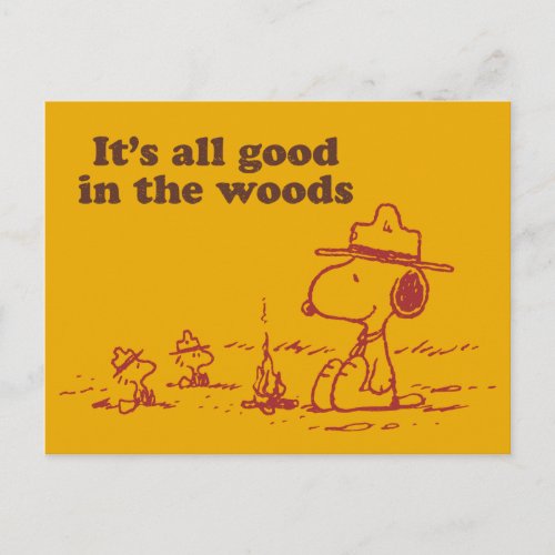 Snoopy  Beagle Scout _ All Good in the Woods Postcard
