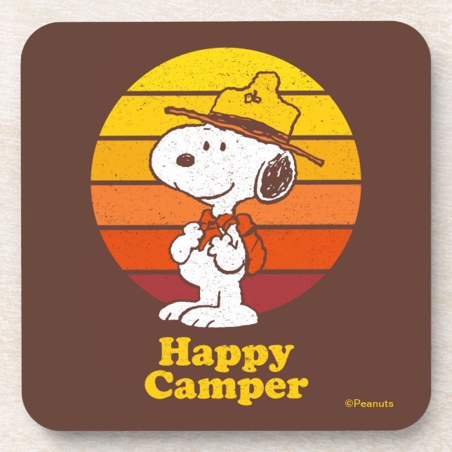 Snoopy | Beagle Scout - Happy Camper Beverage Coaster (Front)