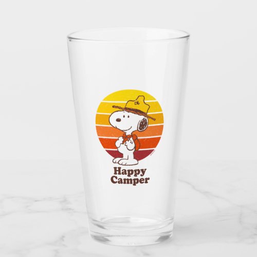 Snoopy  Beagle Scout _ Happy Camper Glass