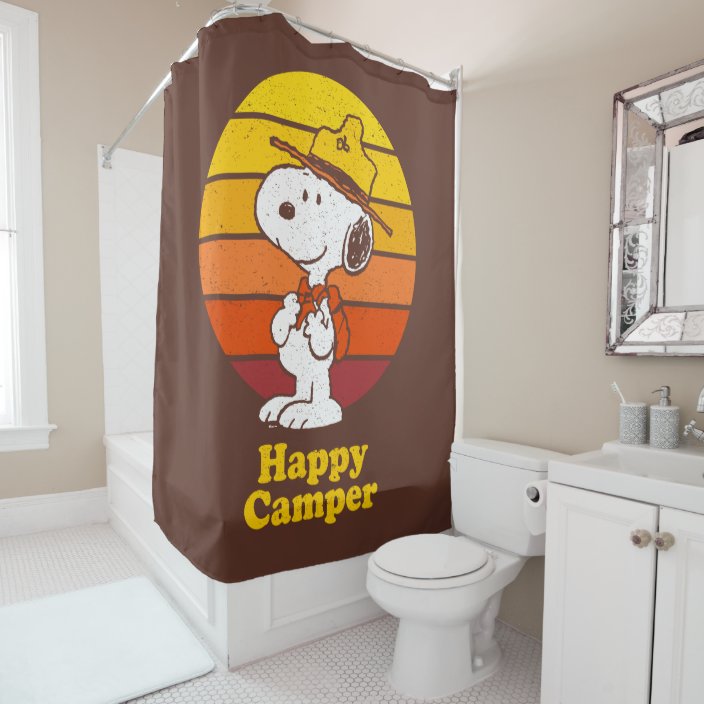 Snoopy Beagle Scout Happy Camper Shower Curtain