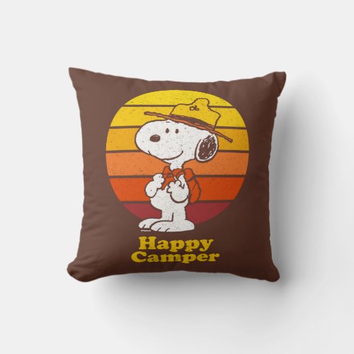 Snoopy  Beagle Scout _ Happy Camper Throw Pillow