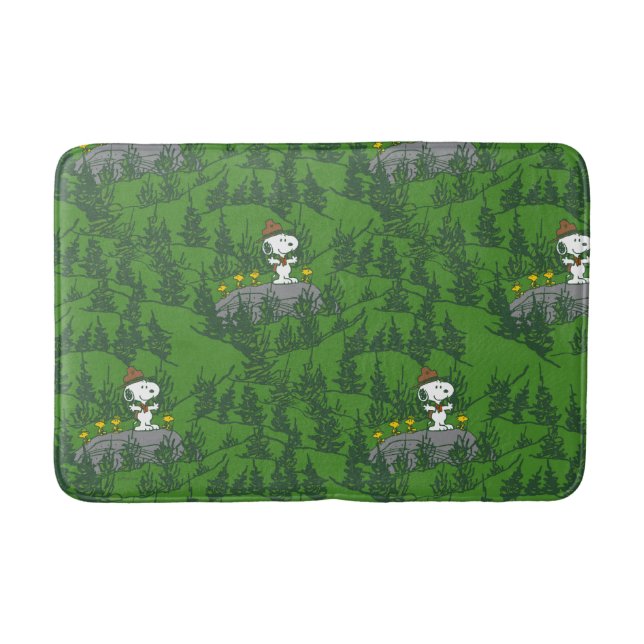 Snoopy Beagle Scout Hiking Pattern Bath Mat (Front)