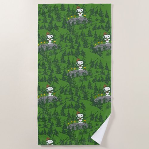 Snoopy Beagle Scout Hiking Pattern Beach Towel