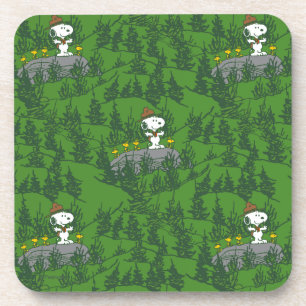 Snoopy Beagle Scout Hiking Pattern Beverage Coaster