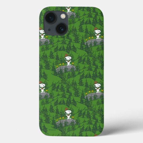 Snoopy Beagle Scout Hiking Pattern iPhone 13 Case