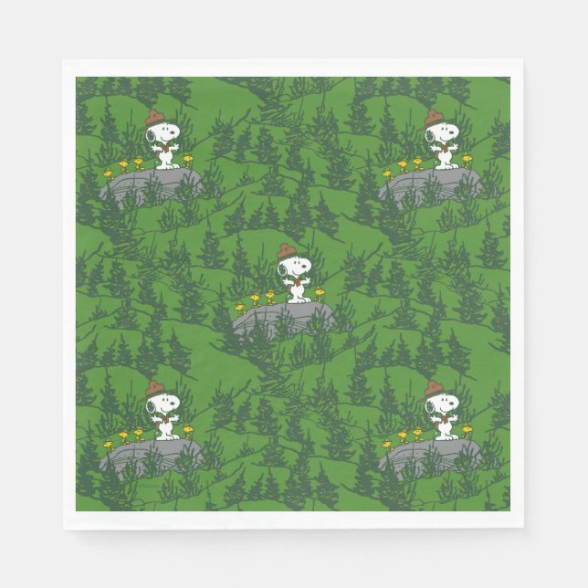 Snoopy Beagle Scout Hiking Pattern Napkins (Front)