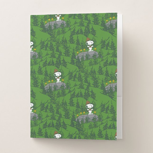 Snoopy Beagle Scout Hiking Pattern Pocket Folder (Front)