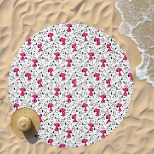 Snoopy Black & Magenta Pattern Beach Towel