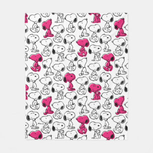 Snoopy Black & Magenta Pattern Fleece Blanket