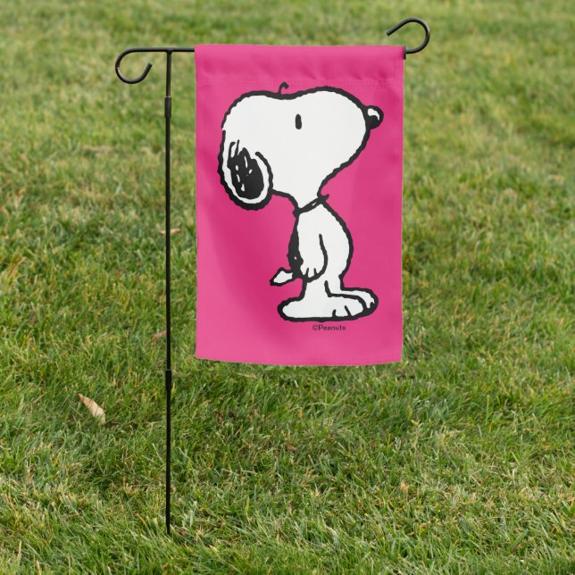 Snoopy Black & Magenta Pattern Garden Flag (In SItu)