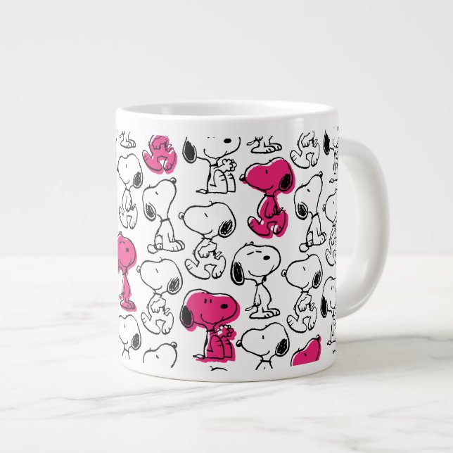 Snoopy Black & Magenta Pattern Giant Coffee Mug (Front Right)