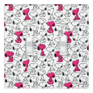 Snoopy Black & Magenta Pattern Light Switch Cover