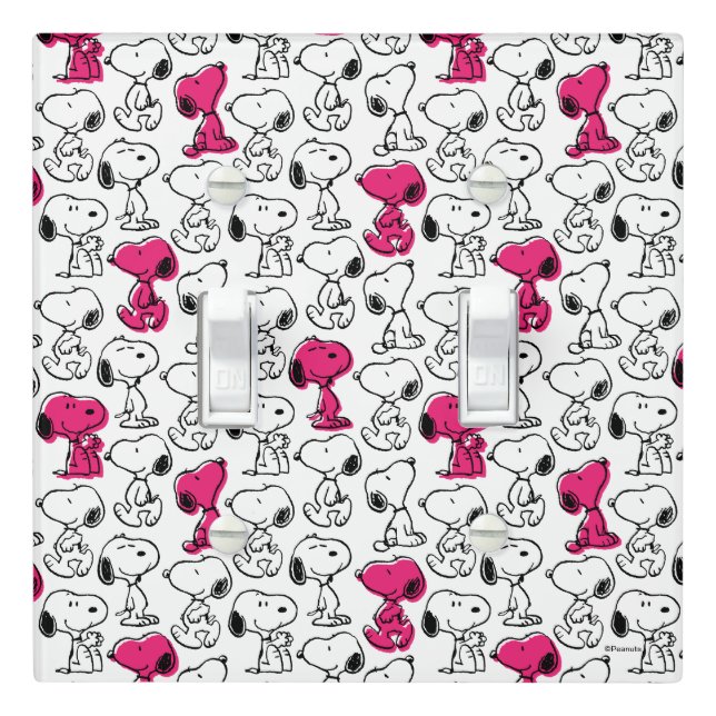 Snoopy Black & Magenta Pattern Light Switch Cover (In Situ)