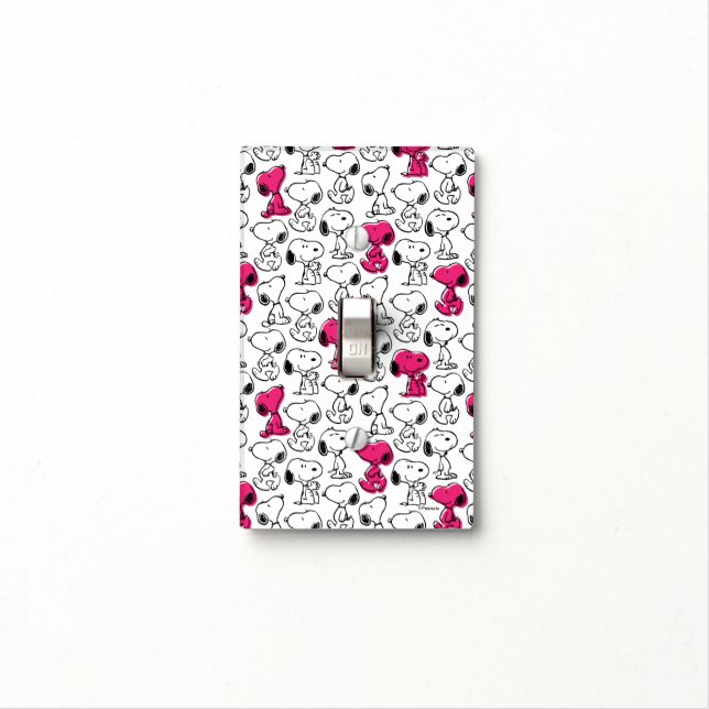 Snoopy Black & Magenta Pattern Light Switch Cover (In Situ)