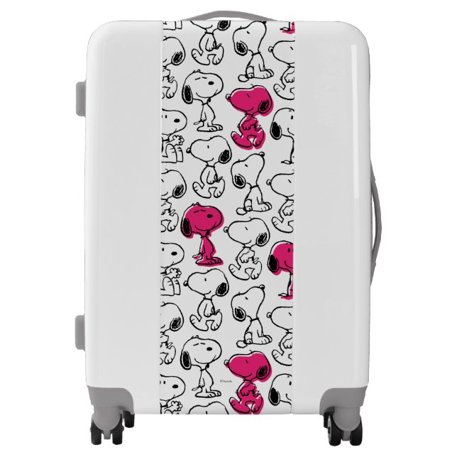 Snoopy Black & Magenta Pattern Luggage (Front)