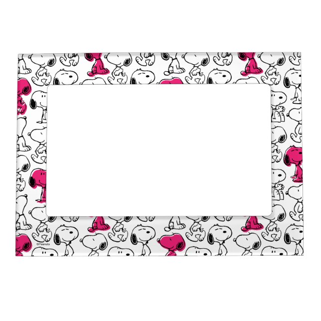 Snoopy Black & Magenta Pattern Magnetic Frame (Front)