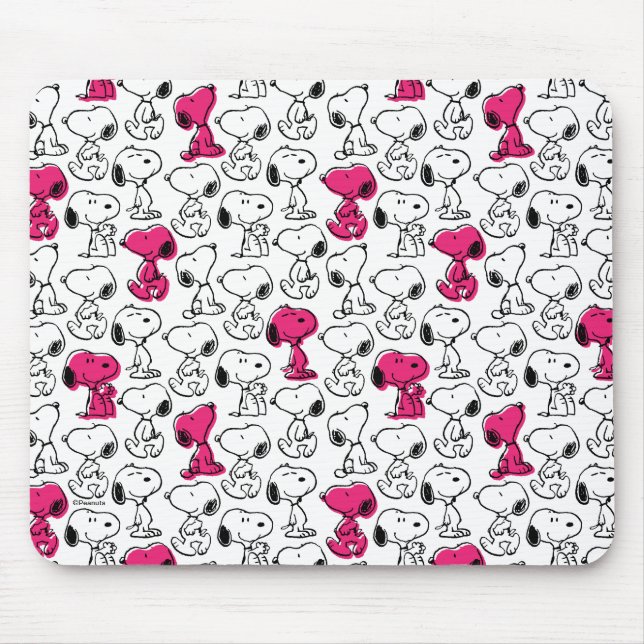 Snoopy Black & Magenta Pattern Mouse Pad (Front)