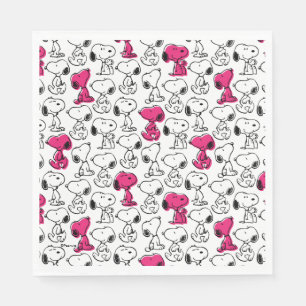 Snoopy Black & Magenta Pattern Napkins
