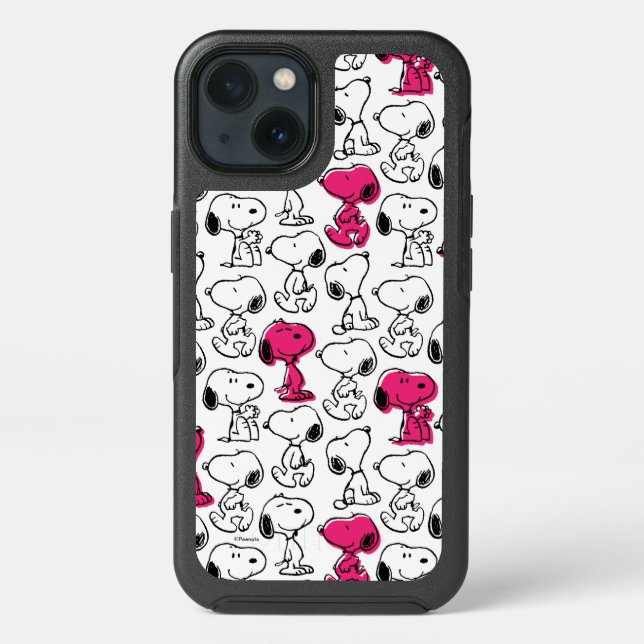 Snoopy Black & Magenta Pattern Otterbox iPhone Case (Back)