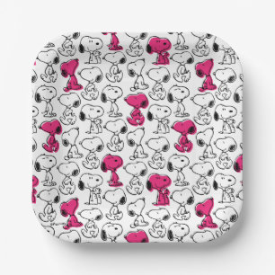Snoopy Black & Magenta Pattern Paper Plates