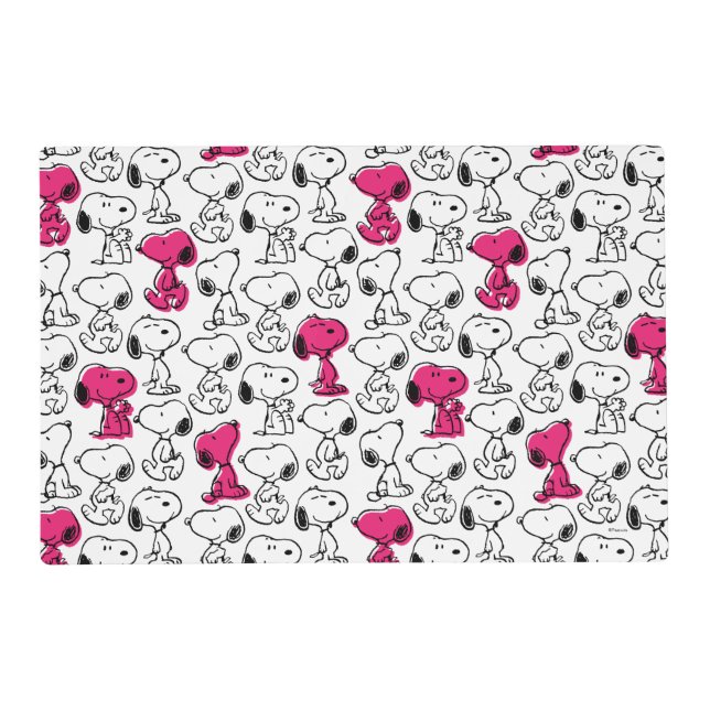 Snoopy Black & Magenta Pattern Placemat (Front)