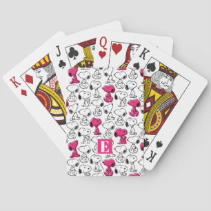 Snoopy Black & Magenta Pattern Playing Cards