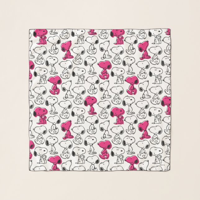 Snoopy Black & Magenta Pattern Scarf (Front)