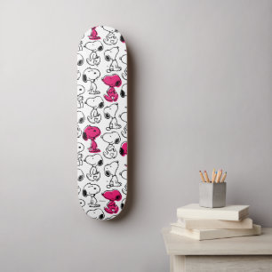Snoopy Black & Magenta Pattern Skateboard