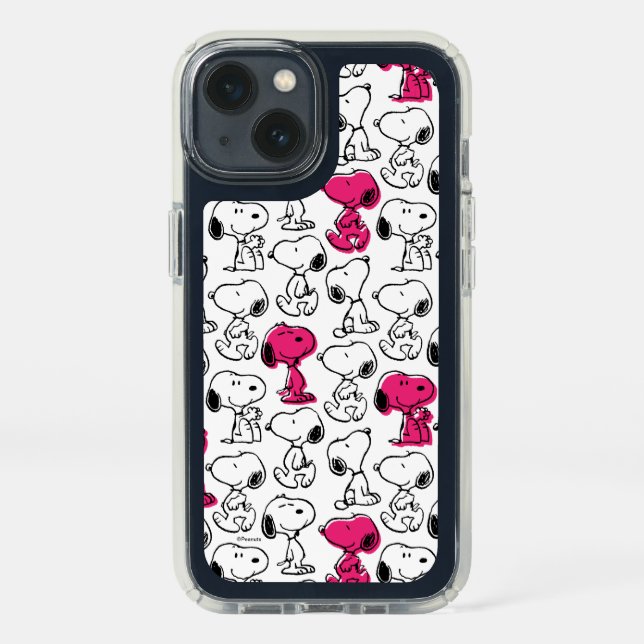 Snoopy Black & Magenta Pattern Speck iPhone 13 Case (Front)