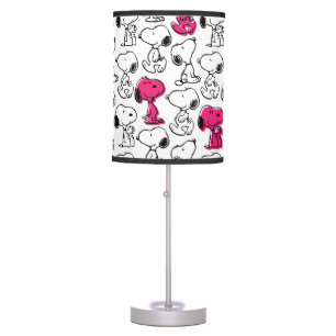 Snoopy Black & Magenta Pattern Table Lamp