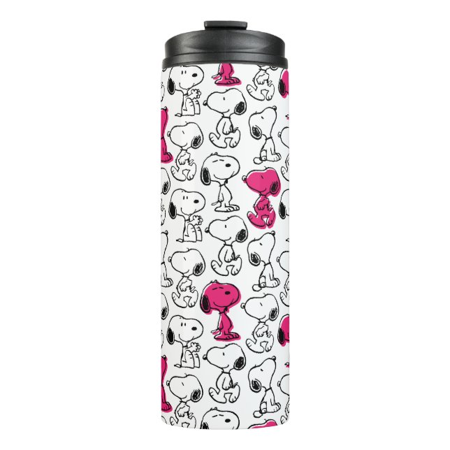 Snoopy Black & Magenta Pattern Thermal Tumbler (Front)