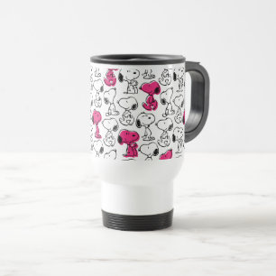 Snoopy Black & Magenta Pattern Travel Mug