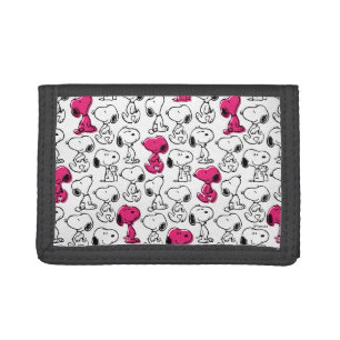Snoopy Black & Magenta Pattern Trifold Wallet