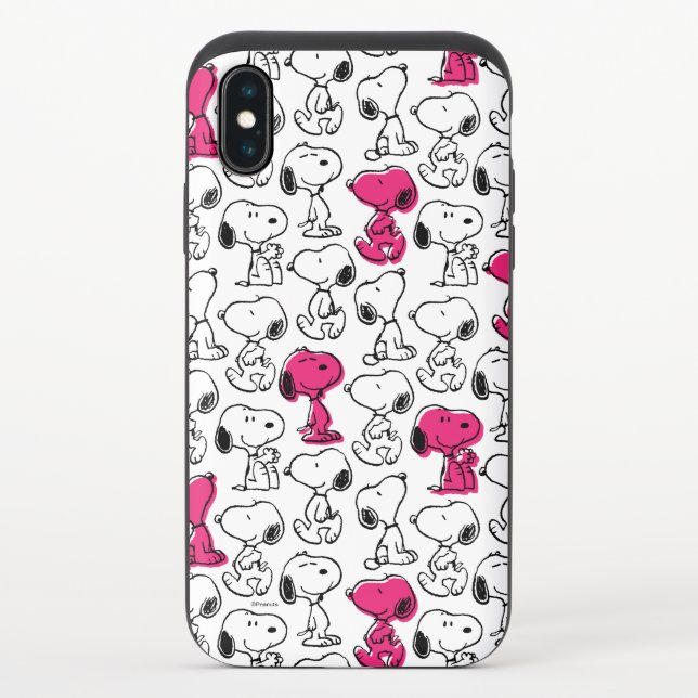 Snoopy Black & Magenta Pattern Uncommon iPhone Case (Back)