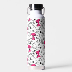 Snoopy Black & Magenta Pattern Water Bottle