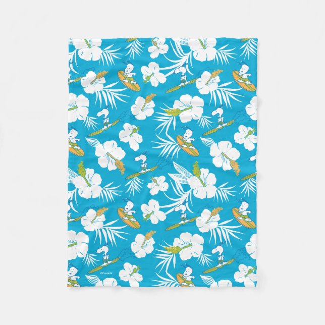 Snoopy Brooklyn Beach Pattern Fleece Blanket (Front)