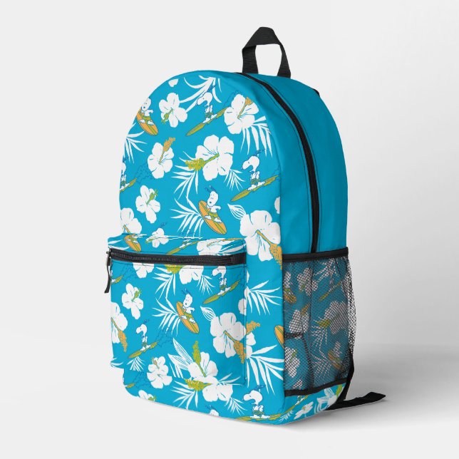Snoopy Brooklyn Beach Pattern Printed Backpack (Back Corner Right)