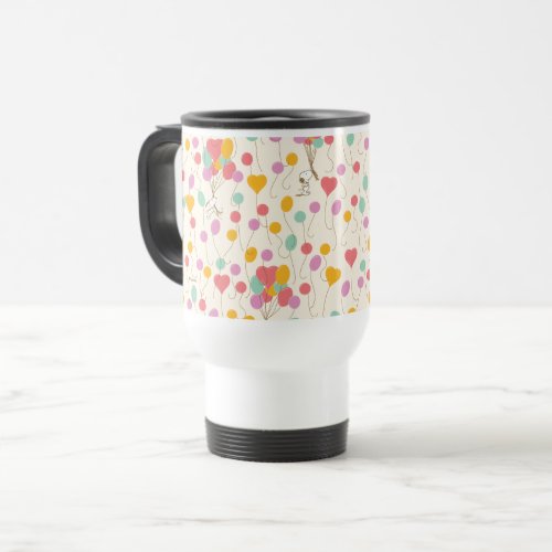 Snoopy Bunches of Balloons Pattern Travel Mug