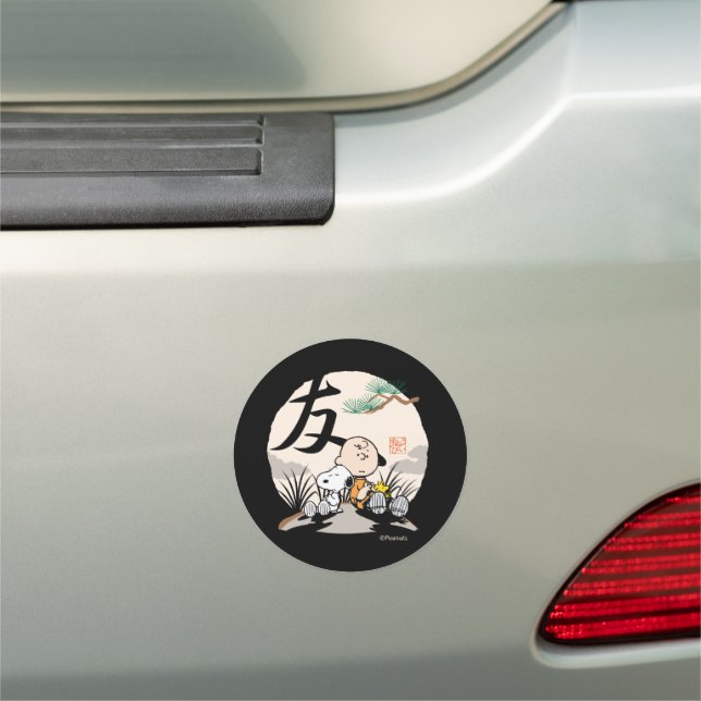 Snoopy, Charlie Brown, and Woodstock - Friend Car Magnet (In Situ)