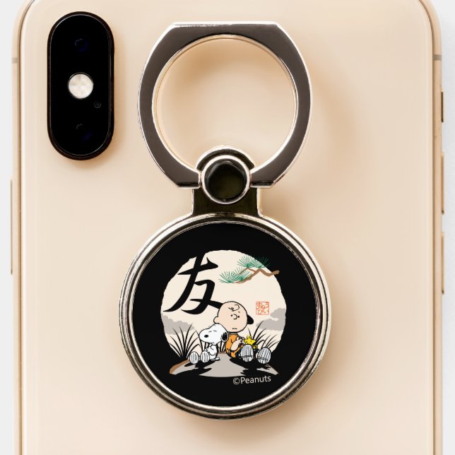 Snoopy, Charlie Brown, and Woodstock - Friend Phone Ring Stand (Close Up)