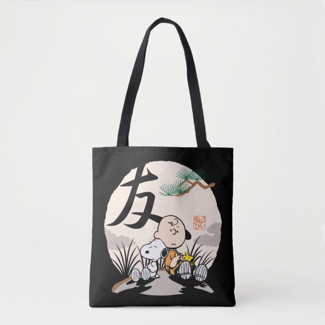 Snoopy, Charlie Brown, and Woodstock - Friend Tote Bag (Front)