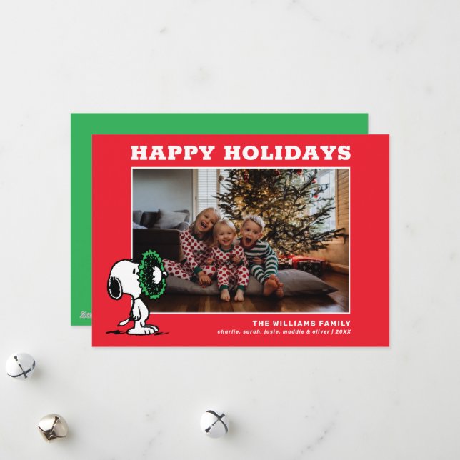 Snoopy Christmas Family Photo Holiday Card (Front/Back In Situ)