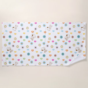 Snoopy Colorful Hearts Pattern Beach Towel
