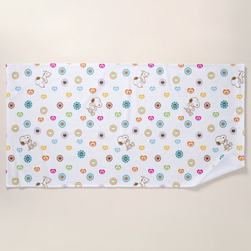 Snoopy Colorful Hearts Pattern Beach Towel