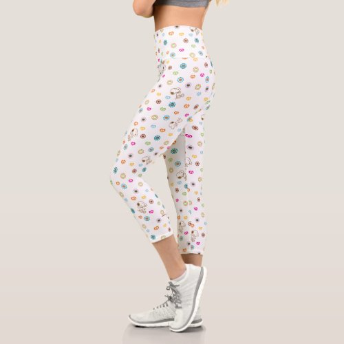 Snoopy Colorful Hearts Pattern Capri Leggings