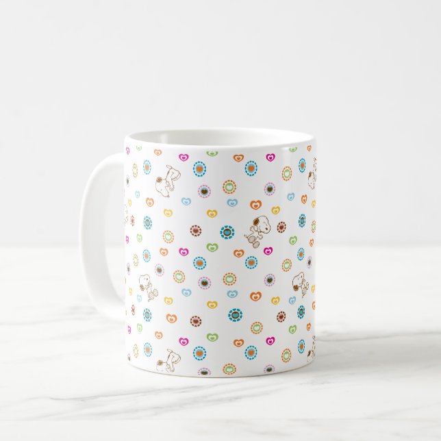 Snoopy Colorful Hearts Pattern Coffee Mug (Front Left)