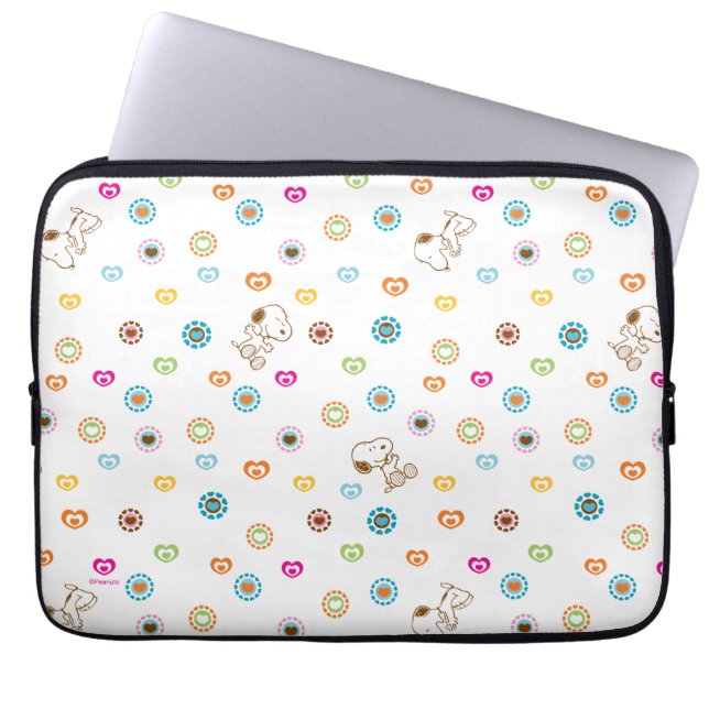 Snoopy Colorful Hearts Pattern Laptop Sleeve (Front)