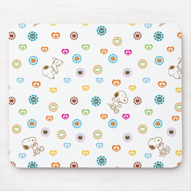 Snoopy Colorful Hearts Pattern Mouse Pad (Front)