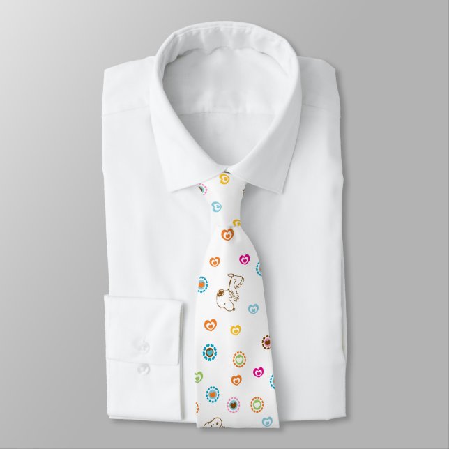 Snoopy Colorful Hearts Pattern Neck Tie (Tied)
